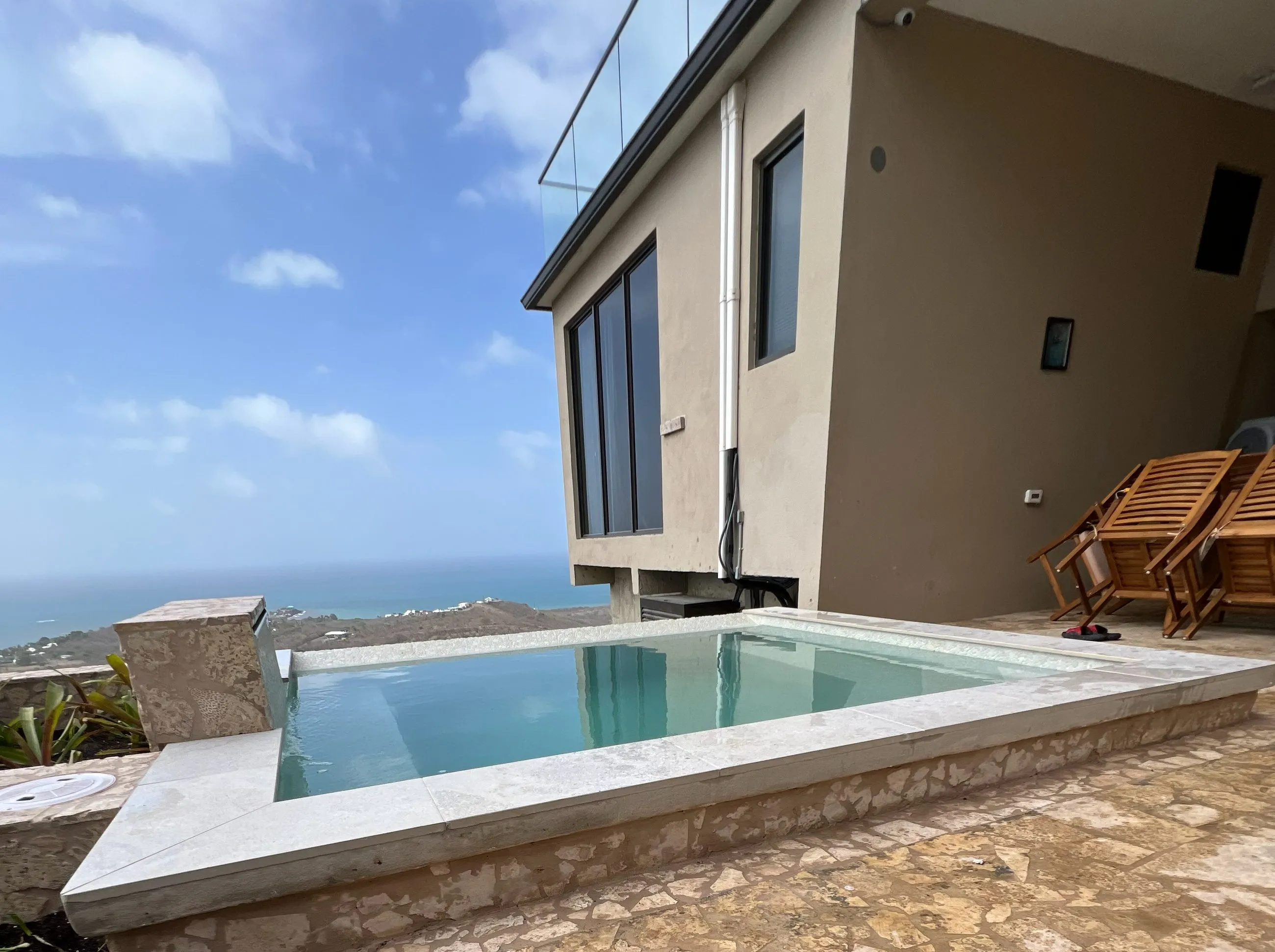 The villa and its new pool from above